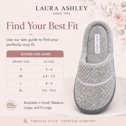 Image of Laura Ashley Women's Spa Slip-On Rugged Scuff Slipper, Non-Slip House Slippers with Cushioned Insole for Ladies