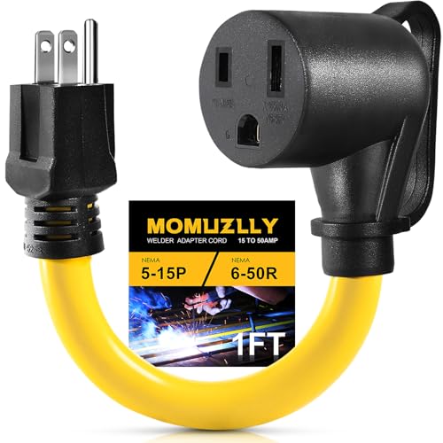 15A to 50A Welder Adapter Cord, NEMA 5-15P Male to 6-50R Female 120V 3 Prong Household Plug to 240V Power Adapter Cord, Welding Machine/Plasma Cutter/EV Charger, ETL Listed, Heavy Duty 10AWG/3C,12Inch