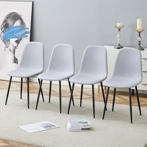 AnoYishev Modern Dining Chairs Set of 4, Light Gray Upholstered