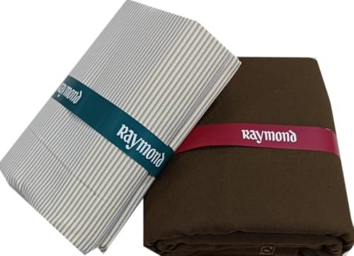 Image of Raymond Premium Unstitched Formal Shirt Fabric, Cotton Blend Stripes, 150 x 150 cm, Regular Fit, Professional Wear Collection
