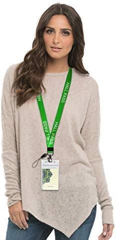 6 Pack Hall Pass Lanyards With ID Badge Holder Card Passes