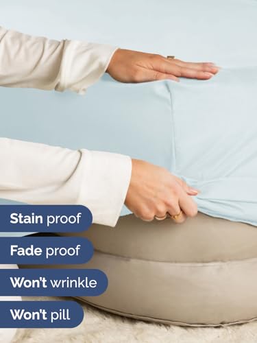 Image of Extra Deep Full Fitted Sheet - Single Fitted Sheet Only - Ice Blue | Easily Fits 18 inch to 24 inch Mattress, Soft, Wrinkle Free, Breathable & Comfy, Extra Deep Pockets Hotel Luxury Fitted Sheet