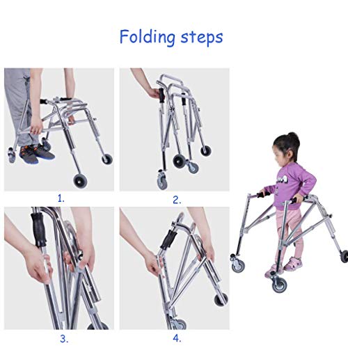 Four Wheel Rollator Walker Mobility Walking Aid, Designed for Kids or Disabled Walking Frames (X-Small)