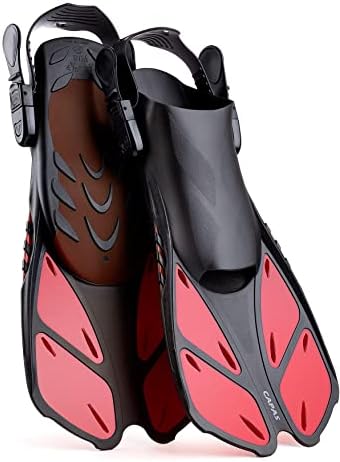 CAPAS Snorkel Fins, Swim Fins Travel Size Short Adjustable for Snorkeling Diving Adult Men Women Kids Open Heel Swimming Flippers