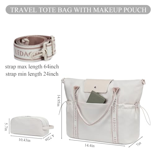 LEDAOU Women's Sports Travel Gym Work Tote Bag, Black, 36.5cm*41cm*18cm2