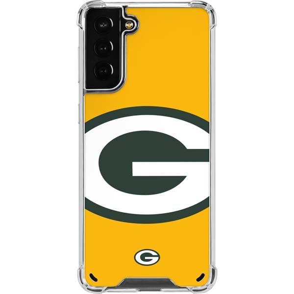 Skinit Clear Phone Case Compatible with Galaxy S21 Plus 5G - Officially Licensed NFL Green Bay Packers Large Logo Design
