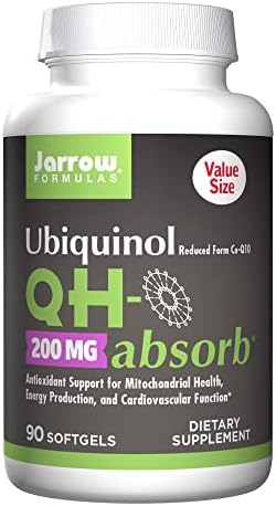 Jarrow Formulas QH-Absorb 200 mg - Active Antioxidant Form of Co-Q10 - Dietary Supplement - Supports Mitochondrial Energy Production & Cardiovascular Health - 90 Softgels (Packaging May Vary)