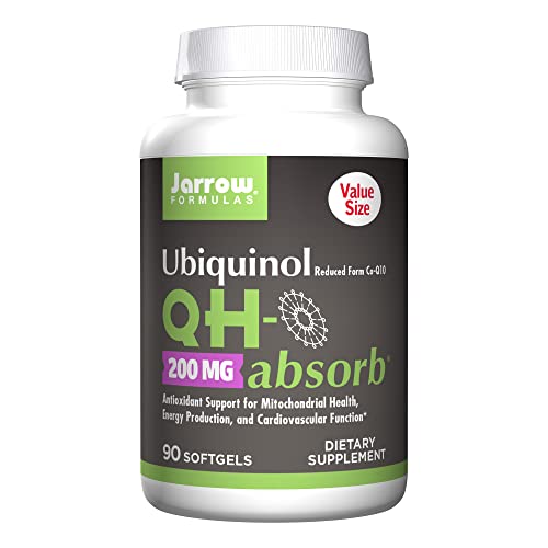 Jarrow Formulas QH-Absorb 200 mg - Active Antioxidant Form of Co-Q10 - Dietary Supplement - Supports Mitochondrial Energy Production & Cardiovascular Health - 90 Softgels