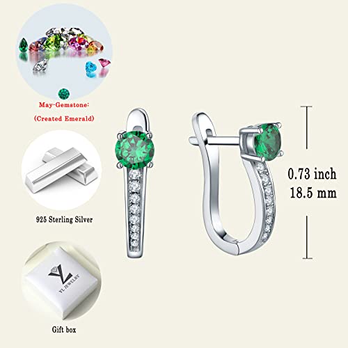 Yl Hoop Earrings 925 Sterling Silver U Shaped Halo Huggie Earrings 18K White Gold Plated Created Emerald Jewelry For Women #TOP5