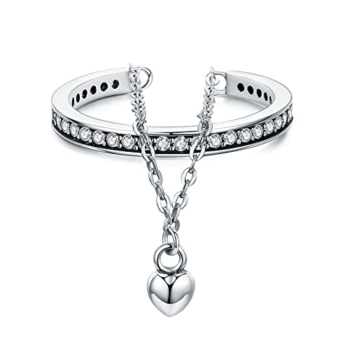 Bague double couche de chaîne cardiaque claire empilable pour femmes bijoux mariage tendance