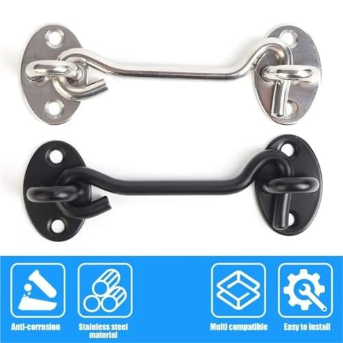 Serrure à crochet et œillet en acier inoxydable pour porte de cabine lot de 8 pièces 10cm - 6