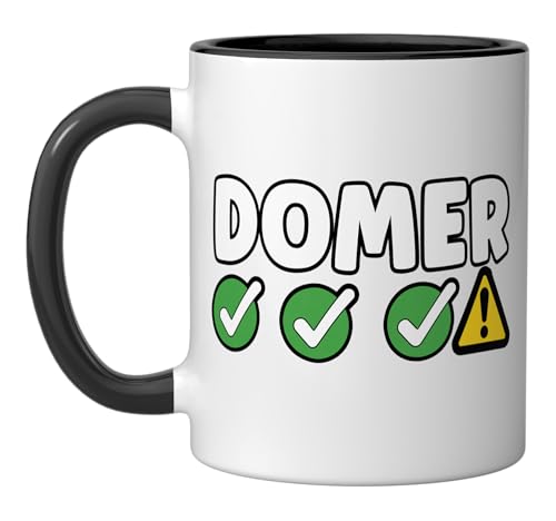 DOMER 67 Six Seven 6 7 Meme Design Funny Domer Ceramic Mug, Black/White