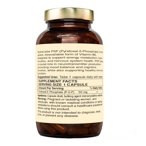 Image of P5P (Pyridoxal 5'- Phosphate) - Active Vitamin B6 for Energy, Brain Function, and Nervous System Support - 90 Capsules