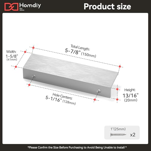 homdiy 10 Pack Brushed Nickel Cabinet Pulls 5 inch Edge Finger Pull for Kitchen Cabinets Aluminum Alloy Hardware for Dresser Drawer Cupboard Handles Easy Installation by homdiy - Used condition - Image 4