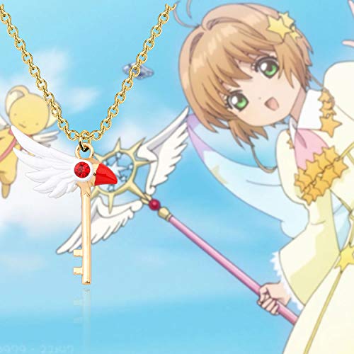 Faadbuk Anime Card Captor Sakura Jewelry Kinomoto Sakura Star Wand Necklace Card Captor Sakura Keychain Card Captor Sakura Lover Gift For Women Girl (Sakura Star Nk -S) #TOP4