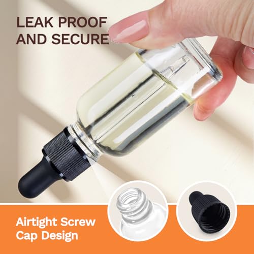 14 Pack, 1 oz Tincture Bottles with Dropper, Clear Glass Dropper Bottle with Stainless Steel Funnel, Pipettes & Labels, 30 ml Eye Dropper Bottles leakrproof For Essential Oils Serums Hair Body Oils3