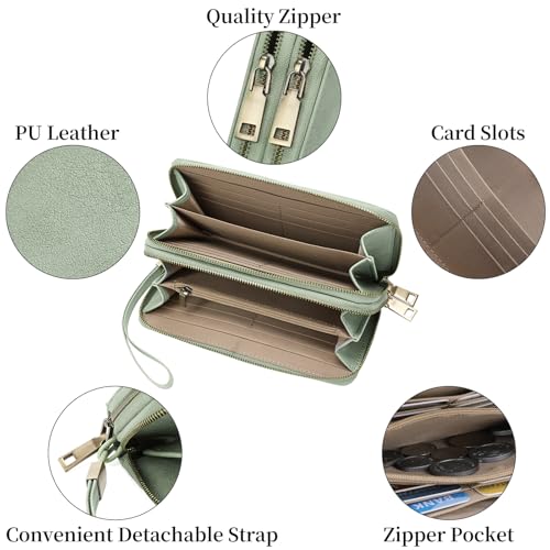 FALAN MULE Wallet for Women RFID Blocking Leather Large Capacity Zip Around Ladies Card Holdr Phone Purse Wristlet4