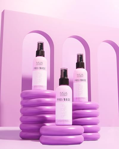MUA Makeup Academy Pro/Base Glow Dewy Spray fissante per il trucco, con vitamina E, acido ialuronico, glicerina e niacinamide, 70 ml, vegano e cruelty free