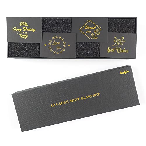 Huntpal 12 Gauge Shotgun Shell Shot Glass Set Of 6 Green Shot Glasses With Acrylic Tray Holder Gift Box Blessing Cards, Cool Novelty Funny Gift Set Bar Party Decoration For Men Hunter Shooter (6 Blue) #TOP4