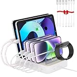 Unitek 2024 USB PD充電ステーション 6ポート PD20W*2+USB A*4 卓上充電スタンド 60W PSE認証済 6台同時 1.5A/2.4A/3A スマートIC搭載 複数台対応 Android/iPhone/iPad/airpods/kindle/タブレット/PSP/ラップトップ 仕切り板 間隔調整可能 アップルウォッチ収納スタンド 収納便利 卓上 プレゼント