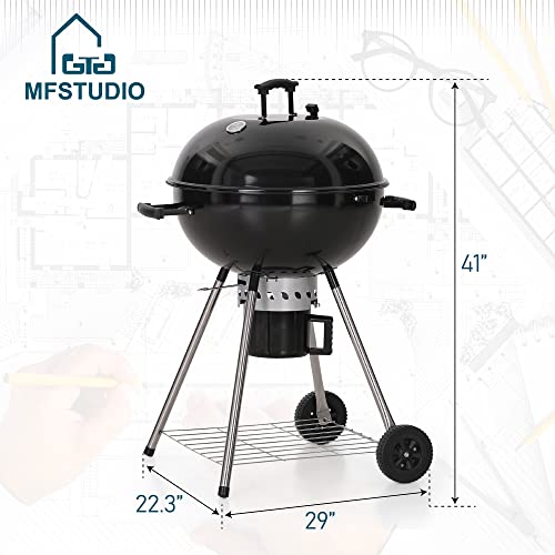 Mfstudio 22" Kettle Charcoal Grill, Porcelain-Enameled Lid And Bowl With Slide Out Ash Catcher For Bbq, Patio, Backyard, Picnic, Black #TOP5