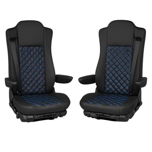 Housses de siège de camion Mercedes Actros noir avec coutures bleues