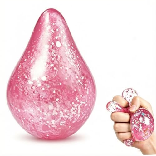 Fuzz Ball Fidget Stress Toy Fuzzball Sensory Ball with Spiky Texture Fuzz Ball Squishy Sensory for Anxiety Stress Relief Fuzzball Stress Ball for Kids & Adult Portable Fidget Toy for Home (Pink-2)