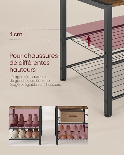 Porte-manteau d’entrée 4-en-1 avec banc VASAGLE