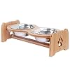 X-ZONE PET Raised Pet Bowls for Cats and Dogs, Adjustable Bamboo Elevated Dog Cat Food and Water Bowls Stand Feeder with…