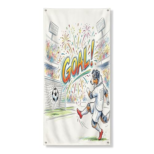 2026 Soccer Australian Shepherd Dog Outside Door Cover 36''x72'', Match