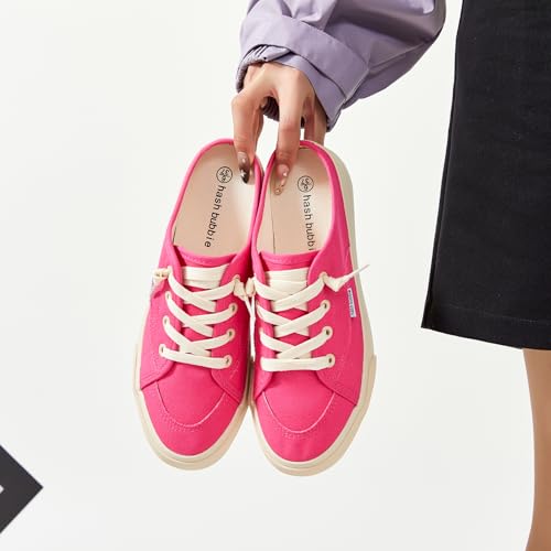 Image of hash bubbie Women's Mules Slip on Sneakers Canvas Tennis Shoes | backless summer close toed sandals non slip on walking casual comfortable