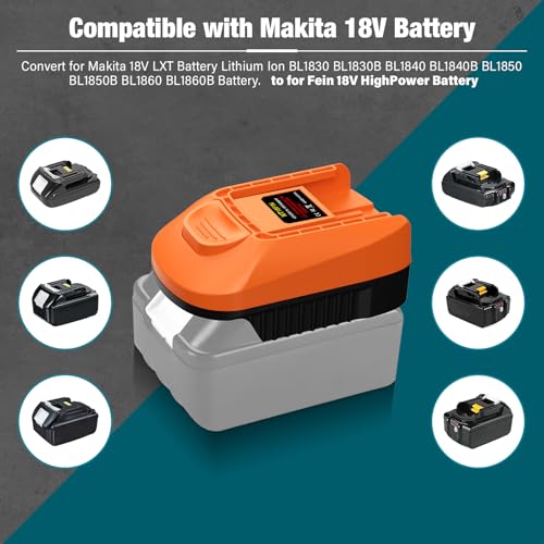 Adapter Konverter für Fein 18V, für Makita 18V Li-Ionen Akkus Konverter für Fein 18V Power Tool Batteriekonverter, Ersatz für FEIN ABS 18, ABS 18 C, ASB 18, Batterie