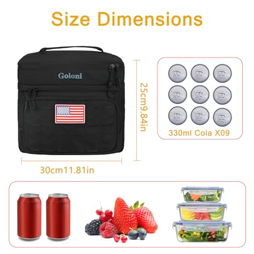 Goloni Soft Sided Insulated Cooler Bag | Leakproof Portable Lunch Box for Men Woven, Camping Beach Picnic Black by Goloni - Image 4