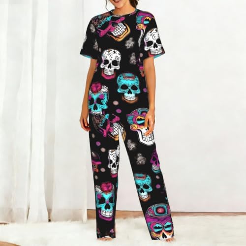 Pijama de mujer con estampado Sugar and Skulls de manga corta 3