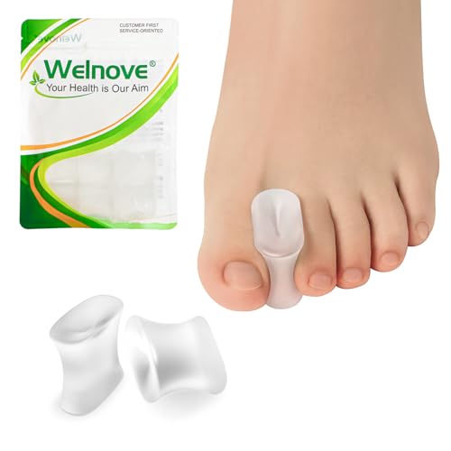 Welnove Gel Separador de Dedos de los Pies Mejorado - Paquete de 8 Separadores de Silicona con Extracto de Aloe Vera para Enderezar Dedos de los Pies Superpuestos, Callos(Large, Clear)