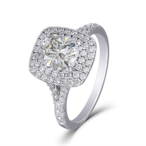 Preisvergleich Produktbild DovEggs - Platinum Plated Silver Platiniertes Silber Kissenschliff I-J Moissanit