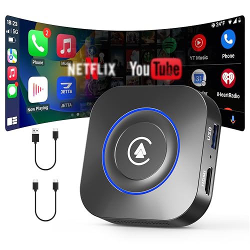 Image of Magic Box Wireless CarPlay Adapter, Upgraded CarPlay & Android Auto, Support USB Offline Media Strea*ming, Plug & Play, Watch YouTube On Car, Magic Box for Factory Wired Car Play