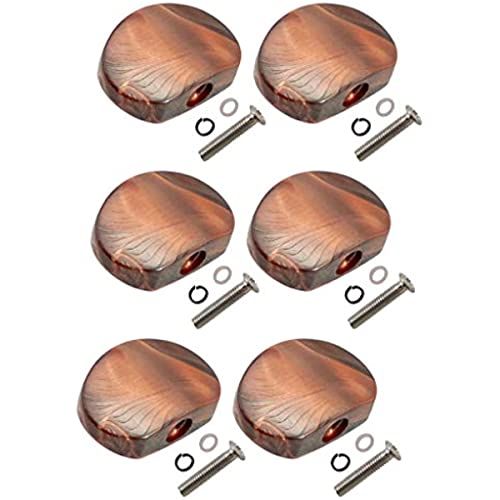 Jojomis Pack of 6 Universal Guitar Tuner Machine Head Semicircle Buttons Tuning Key Replacement Coffee, with Screws and Gaskets