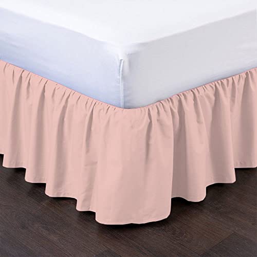 Fabricom Blush Bed Skirt Full Size Ruffled Bed Skirt With Split Corners, Full Bed Skirt 12 Inch Drop, 1000 Thread Counts, 100% Egyptian Cotton. #TOP1