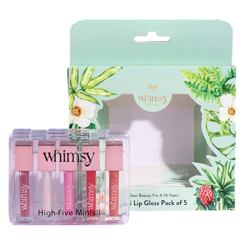 Image of Whimsy Beauty Mini Lip Gloss Kit | Safe, Non Toxic Lip Gloss Set for Kids, Preteens & Girls | Moisturizing Lip Glosses with Vitamin E, Shea Butter & Jojoba Oil | Vegan and Cruelty Free (Pack of 5)