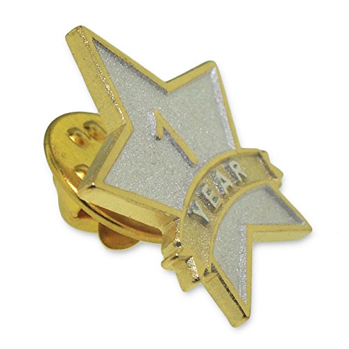 Image of PinMart Year Service Award STAR Lapel Pin - Gold Color Plated- & Silver-Plated Metal Workplace Reward Pin - 1-30, 35, 40, 45 & 50 Years of Service Star Pins for Long Standing Employees or Volunteers