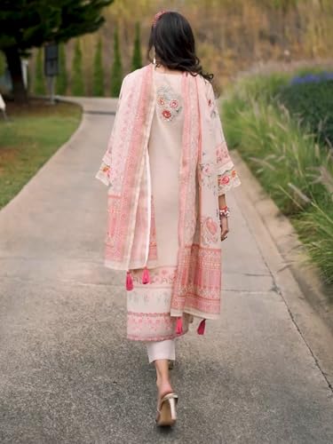 Image of INDO ERA Women's Straight Linen Floral Printed Kurta & Pant with Dupatta Set | Kurta Sets For Woman