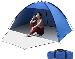 Beach Tent, Portable Beach Camping Tent for 2-4 Person Anti-UV 50+ Sun Shelter Tent with Extended Zippered Porch for Family Kids Baby Outdoor Picnic,Beach, Garden, Camping, Fishing (Dark Blue)