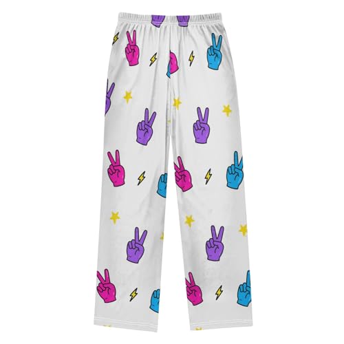 Pajama Pants Lounge Sleep PJ Bottoms Sleepwear Elastic Waist Drawstring S Peace Symbol Lightning2