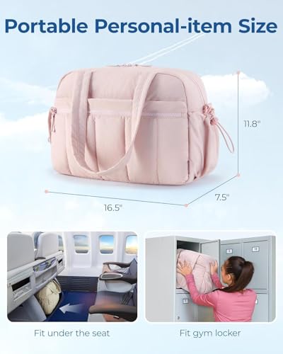 Image of Travel Duffle Bag for Women with Wet Pocket | Lightweight Gym Bag for Travel, Yoga, Sports & Weekend Trips | Cabin Personal Item Tote Bag (Pink)