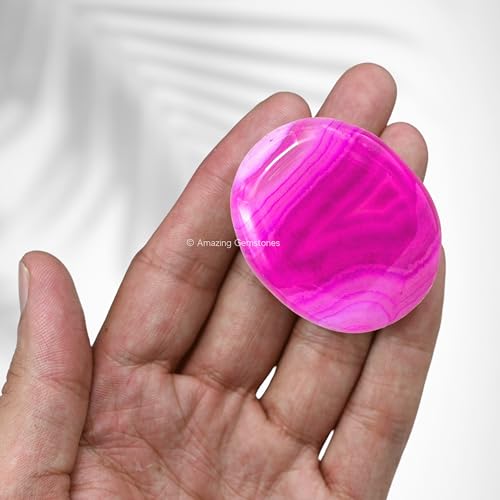 Image of Amazing Gemstone Pink Onyx Crystals and Healing Stones - Large Palm Stone Crystals Piedra - Crystal for Good Luck, Balanced Positive Energy, Meditation - Unique Stocking Stuffers, Gifts for Women, Men