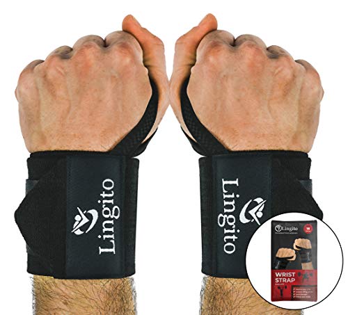 Lingito Wrist Wraps | Professional With Thumb Loops | Wrist Support Braces For Men & Women | Weight Lifting, Powerlifting, Strength Training (Less Stiff) #TOP18
