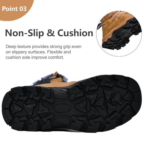 Image of Mens Winter Snow Boots Water Resistant Non Slip Faux Fur Lined