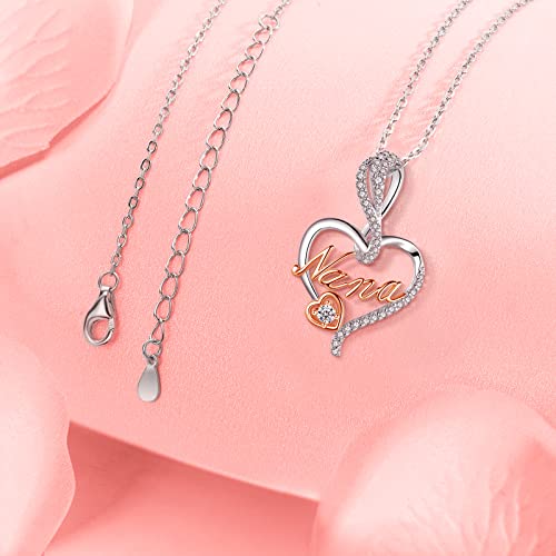 Bff&Unicorn Gifts For Grandma,Sterling Silver Heart Nana Necklaces For Women, Birthday Mothers Day Jewelry Gifts For Nana Mom From Daughter Granddaughter #TOP3