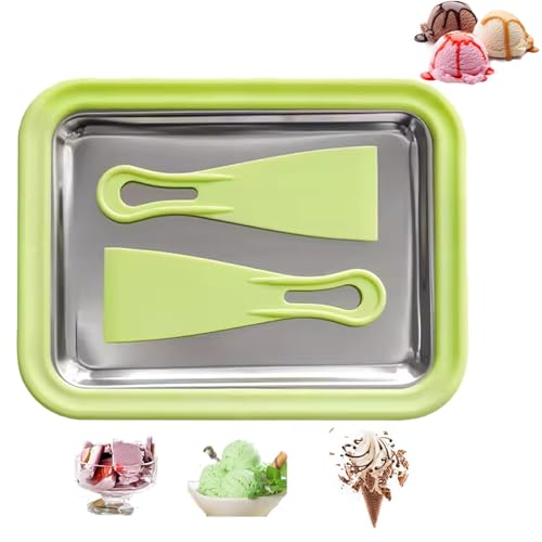 Ice Cream Maker, Sorbet Maker Frozen Yogurt Machine, Ice Cream Roller Maker Freezable Pan with 2 Spatulas, DIY Instant Rolled Ice cream Plate for Kids & Adults Making Homemade Yogurt Sorbet Gelato